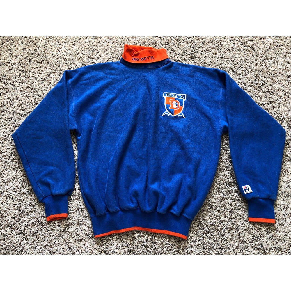 Vintage The Game Denver Broncos Turtleneck Large USA Made Sweatshirt VTG